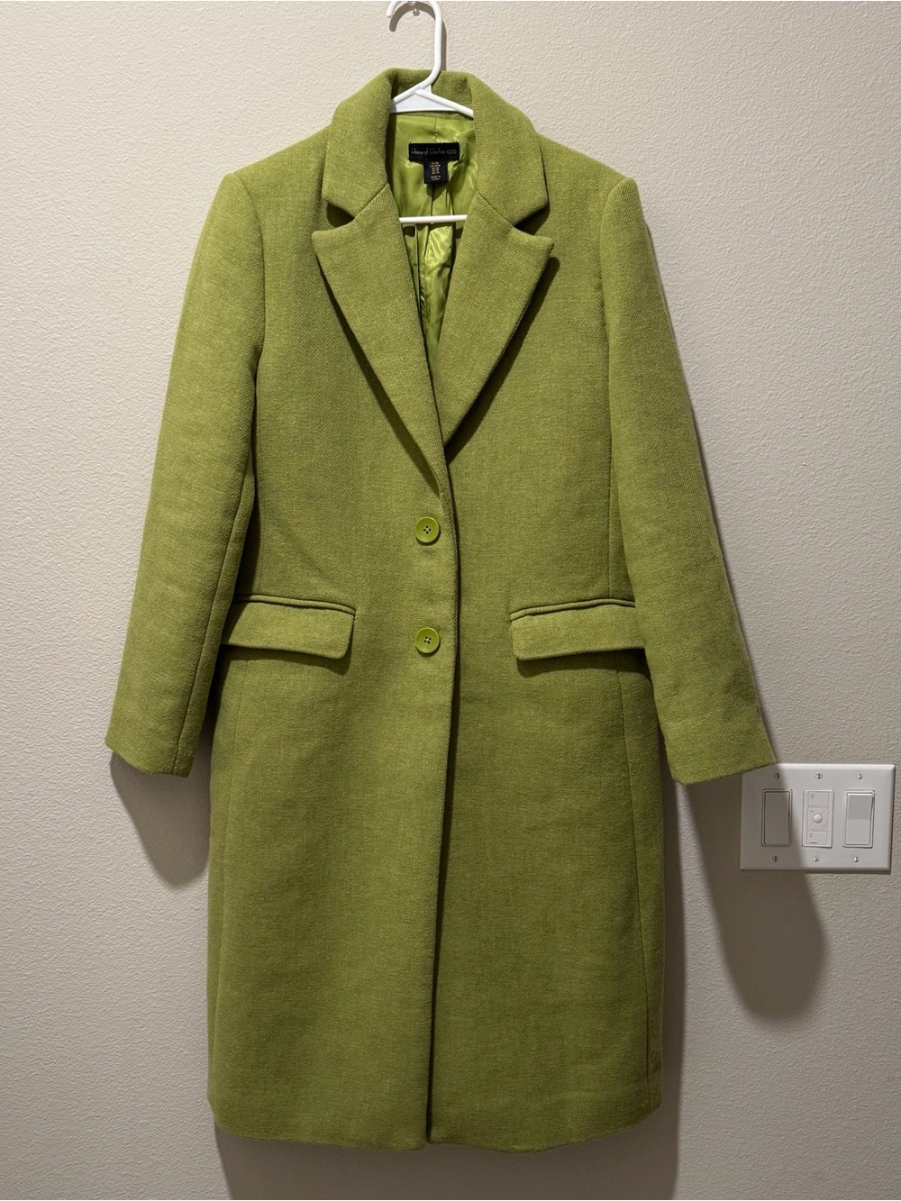 House of Harlow 1960 Green Wool Blend Long Pea Coat Womens Medium Retro Chic